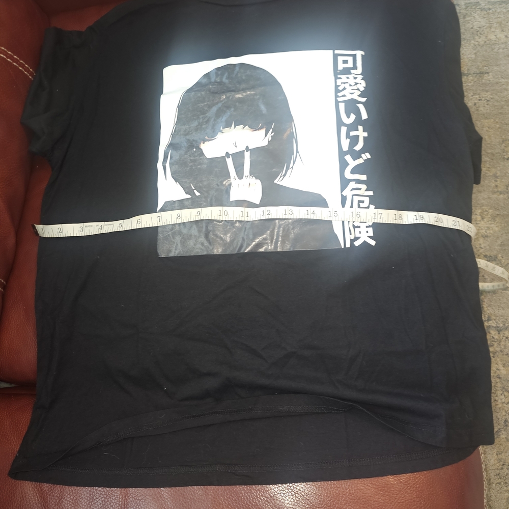 Black Graphic T-Shirt with Japanese Text